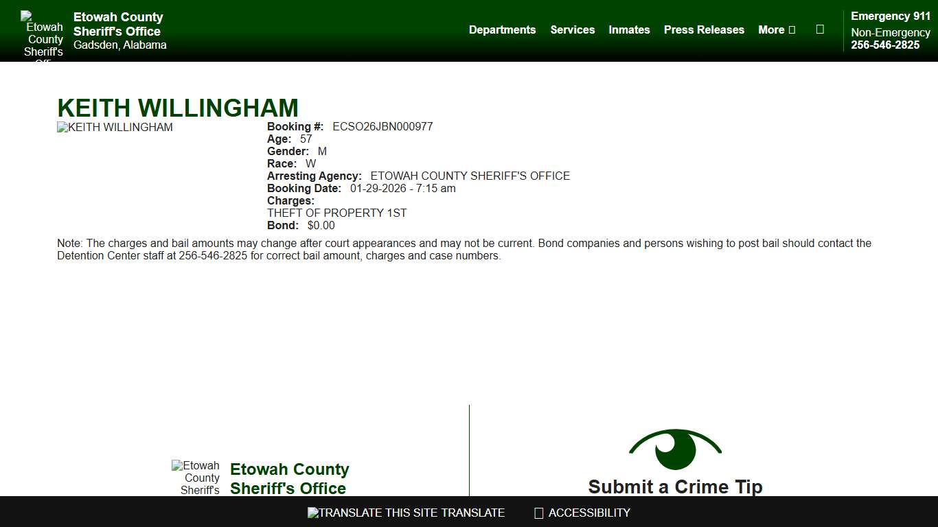 View Roster - KEITH WILLINGHAM - Etowah County Sheriff's Office