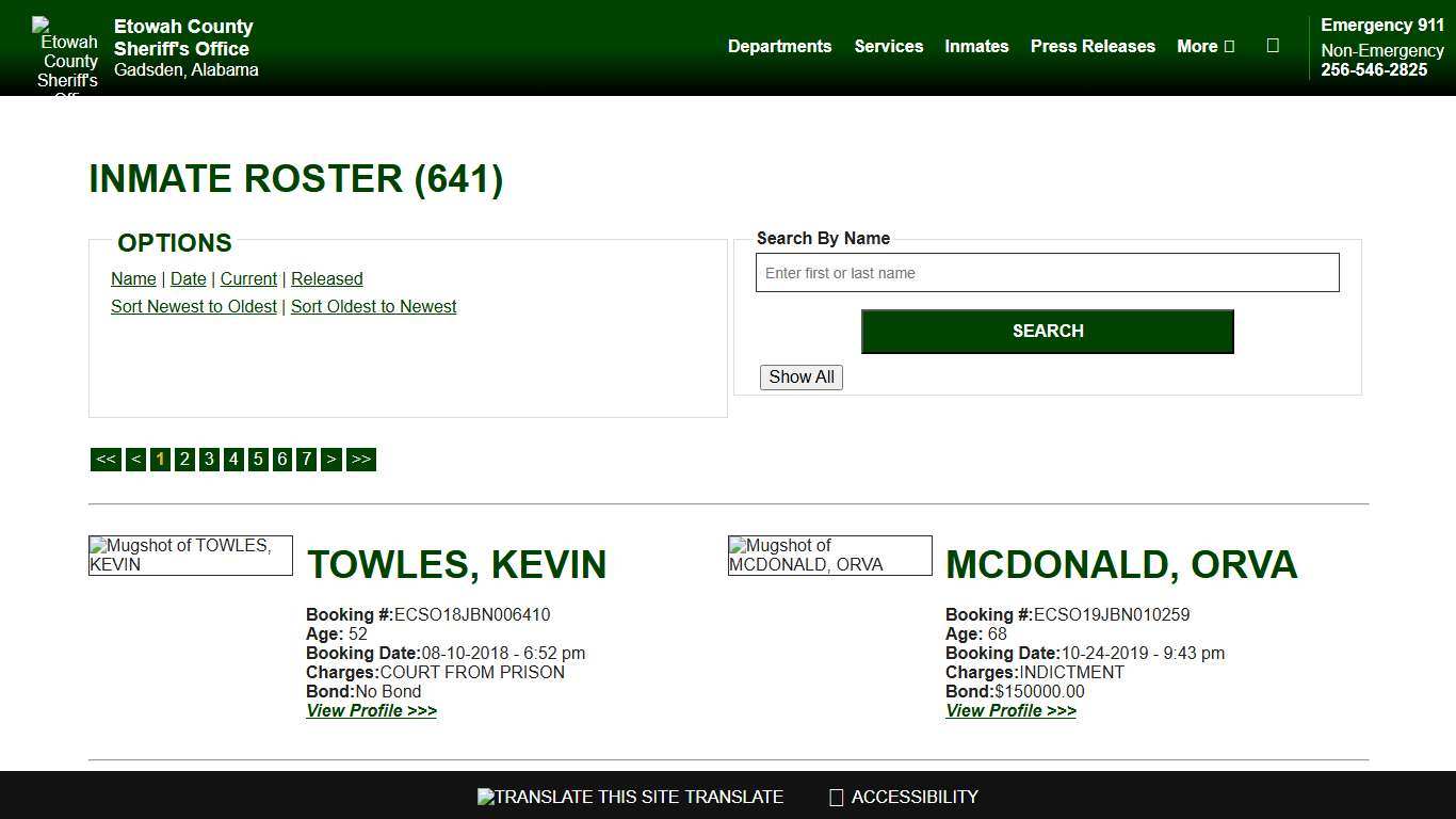 Inmate Roster - Current Inmates Booking Date Ascending - Etowah County Sheriff's Office
